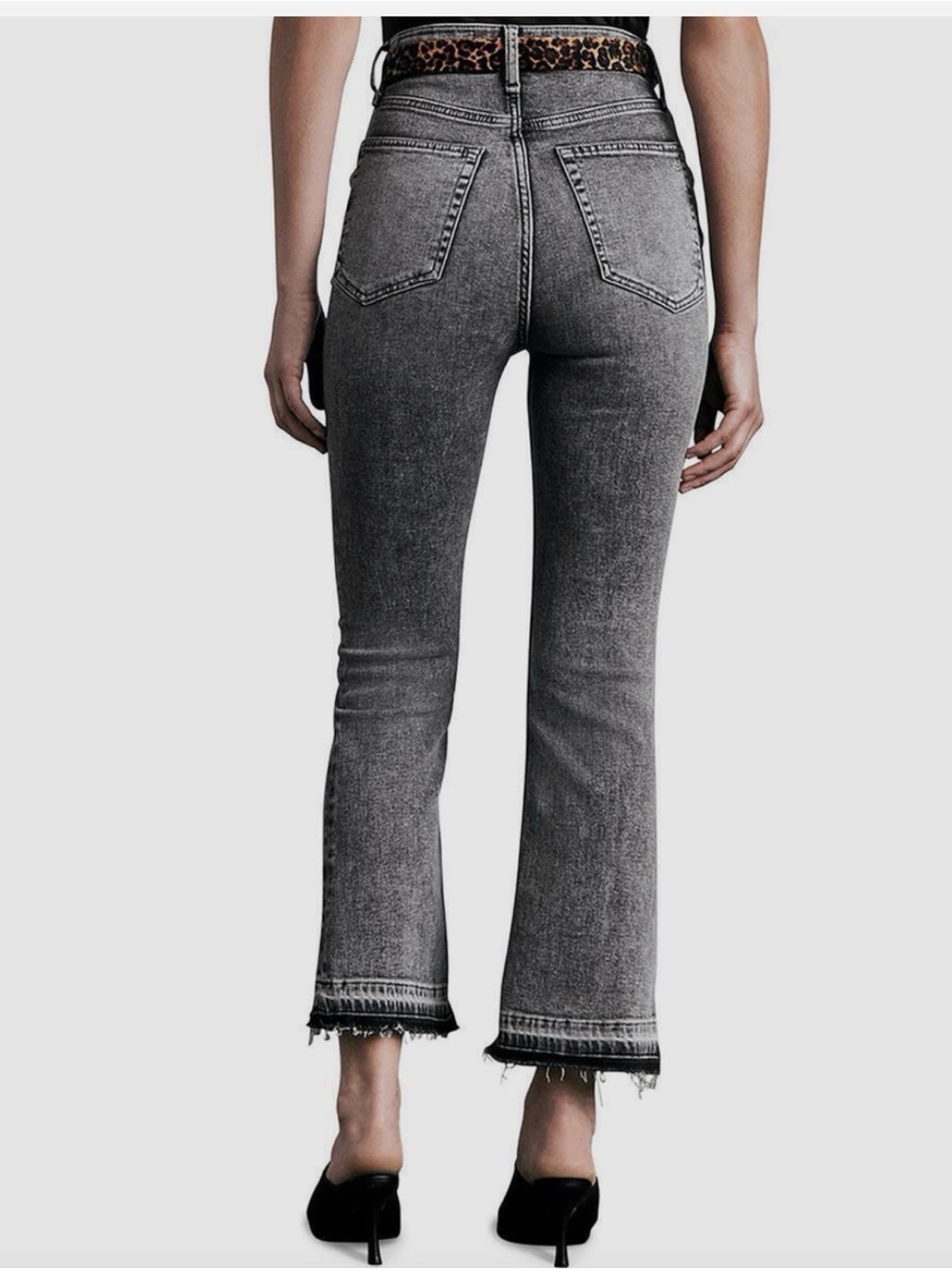 rag & bone Casey High Rise Ankle Flare in Gray with Raw Hem - Picture 2 of 7